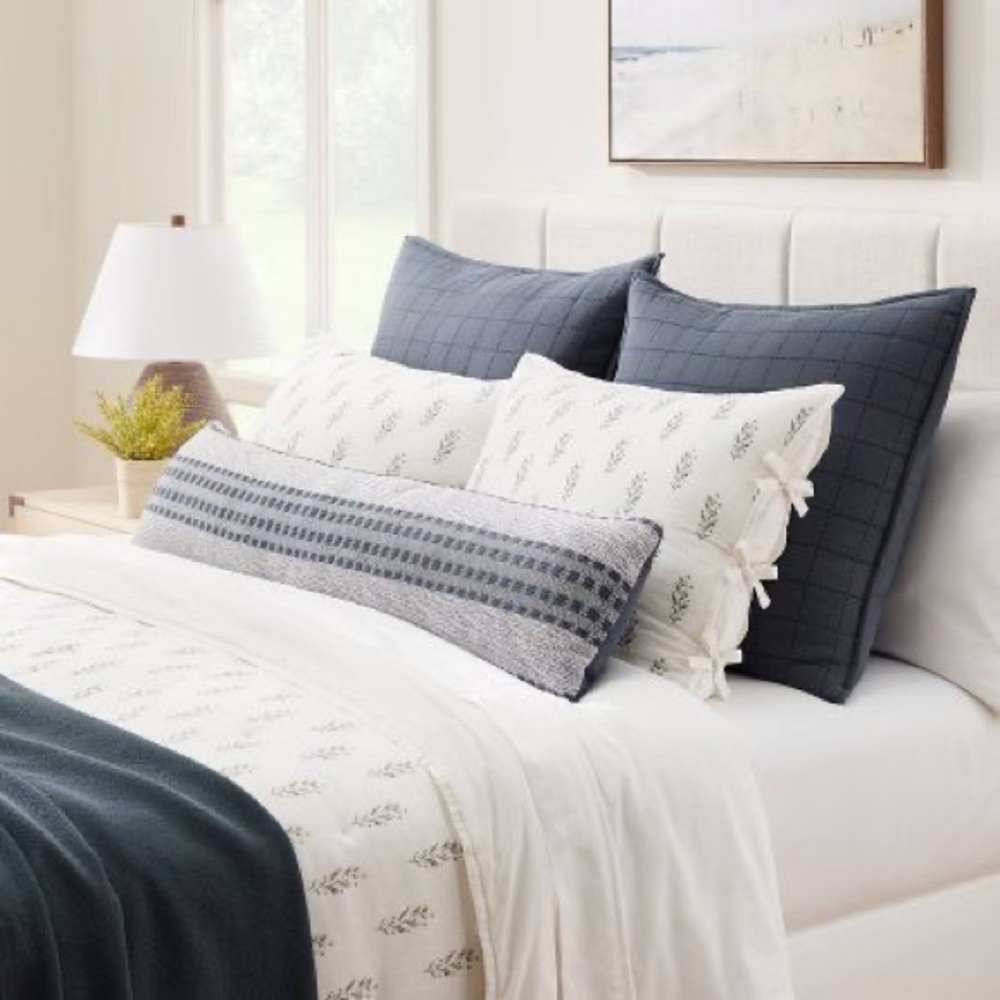 Studio McGee Bed Lumbar Woven Texture Stripe Decorative Throw Pillow